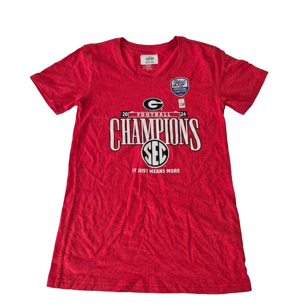 Georgia Bulldogs Shirt Womens Small NCAA Football 2024 Locker Room Blue 84‎ Tee